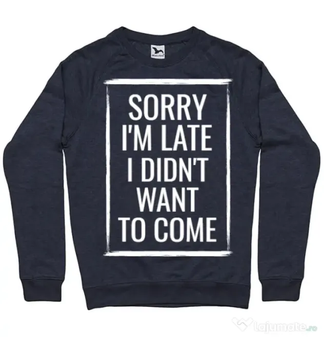 Bluza ADLER barbat Sorry i’m late Denim inchis