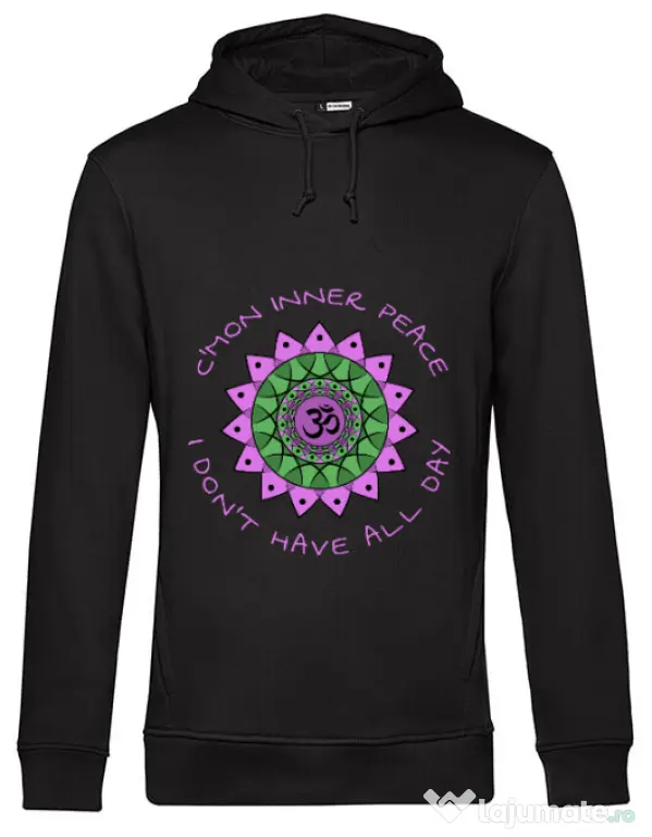 Hoodie barbat cu gluga C’mon inner peace Negru