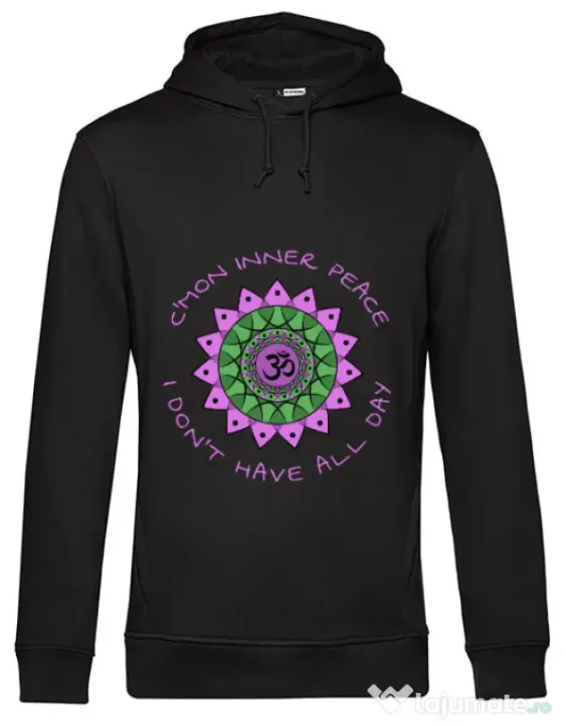 Hoodie barbat cu gluga C’mon inner peace Negru