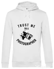 Hoodie barbat cu gluga I’m a photographer Alb