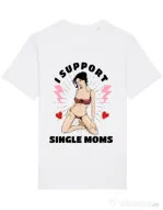 Tricou STANLEY STELLA barbat I Support Single Moms Alb