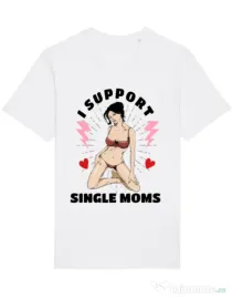 Tricou STANLEY STELLA barbat I Support Single Moms Alb