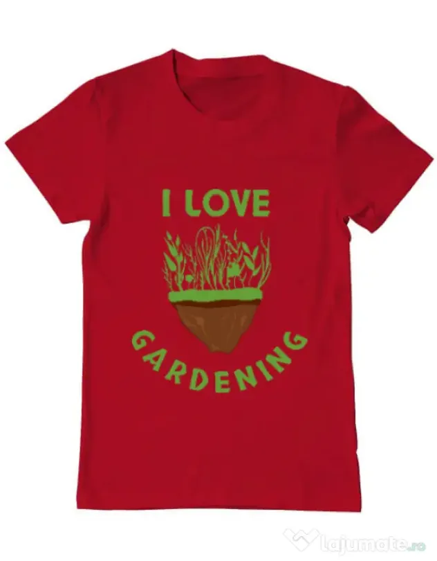 Tricou ADLER barbat I love gardening Rosu
