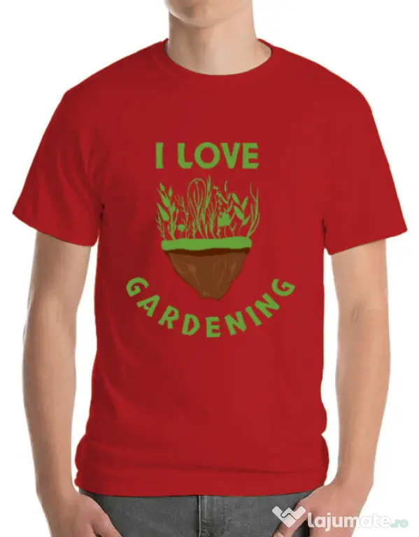 Tricou ADLER barbat I love gardening Rosu