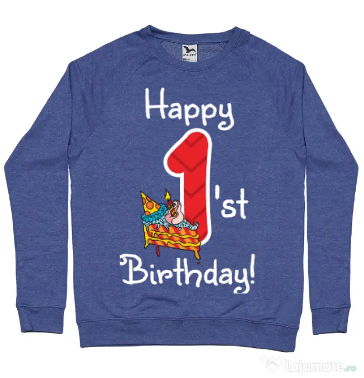 Bluza ADLER barbat Happy Birthday! Albastru melanj
