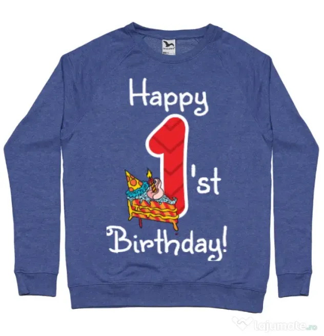 Bluza ADLER barbat Happy Birthday! Albastru melanj