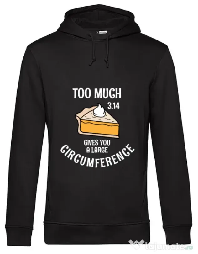 Hoodie barbat cu gluga Too much pie Negru