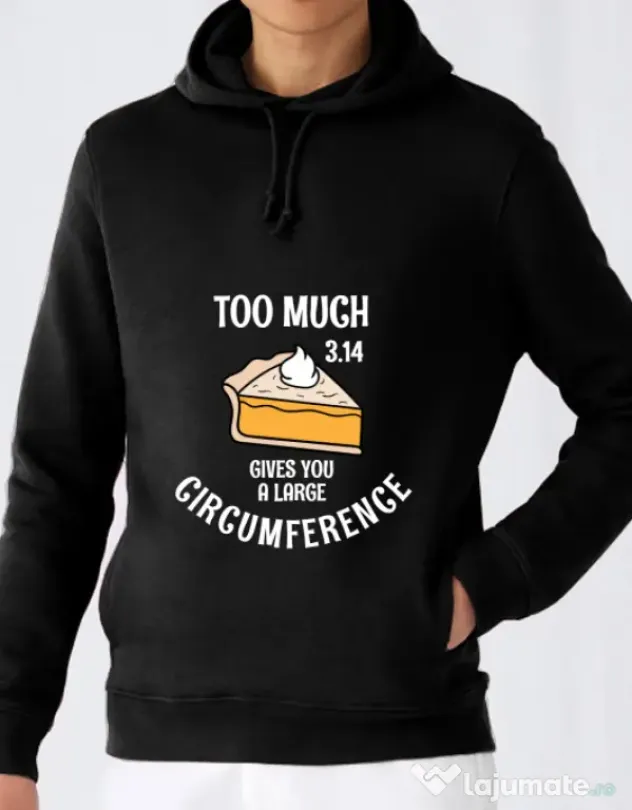 Hoodie barbat cu gluga Too much pie Negru
