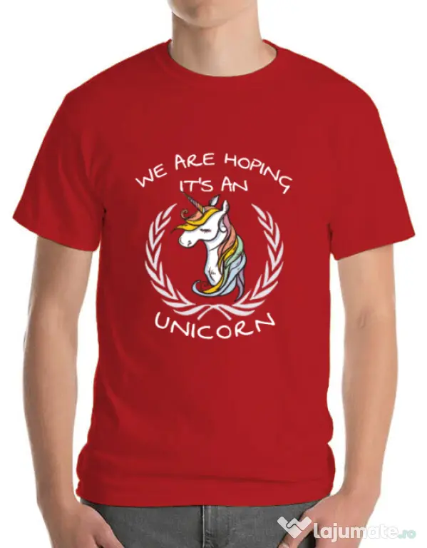 Tricou ADLER barbat Hoping for an unicorn Rosu
