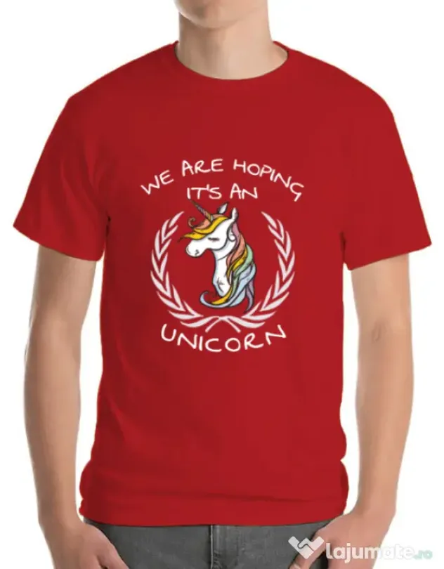Tricou ADLER barbat Hoping for an unicorn Rosu