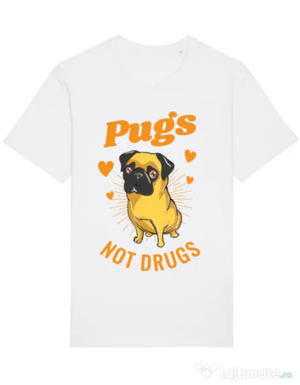 Tricou STANLEY STELLA barbat Pugs not drugs Alb