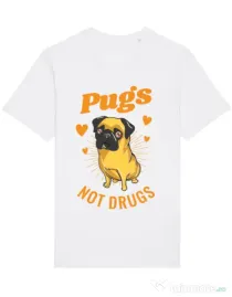 Tricou STANLEY STELLA barbat Pugs not drugs Alb