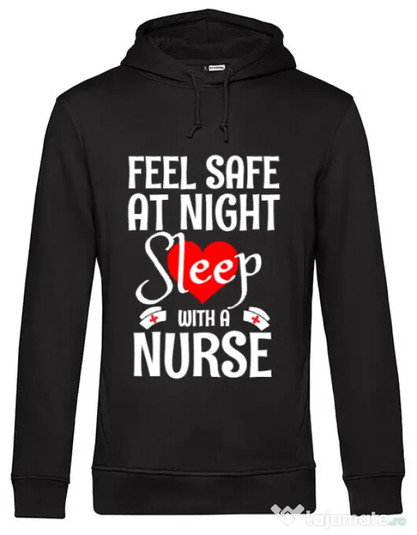 Hoodie barbat cu gluga Feel safe at night Negru