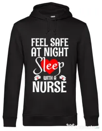 Hoodie barbat cu gluga Feel safe at night Negru