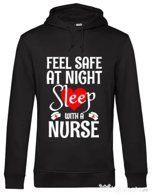 Hoodie barbat cu gluga Feel safe at night Negru