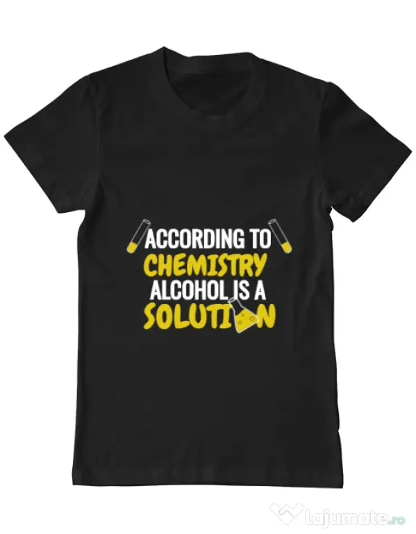 Tricou ADLER barbat Alcohol is a solution Negru