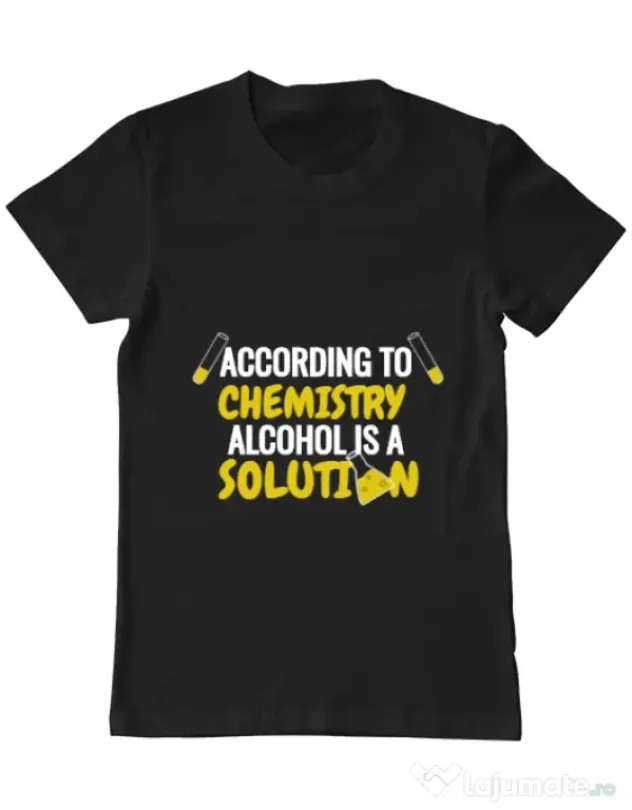 Tricou ADLER barbat Alcohol is a solution Negru