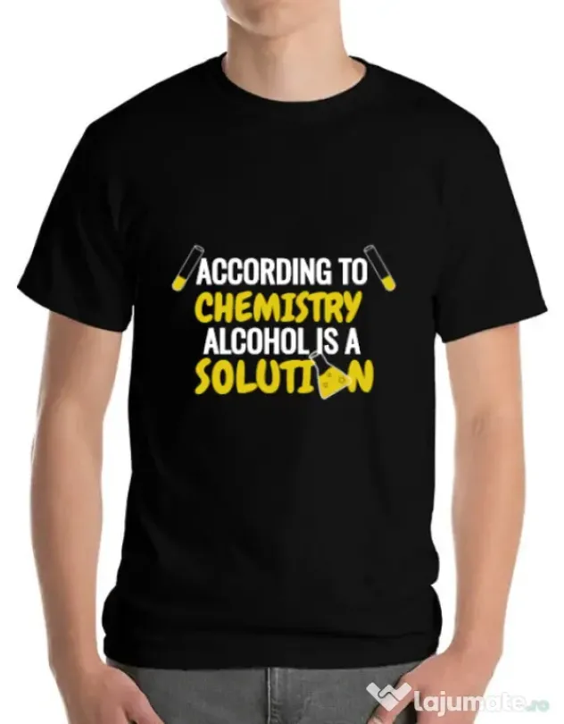 Tricou ADLER barbat Alcohol is a solution Negru