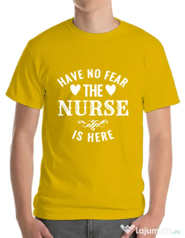 Tricou ADLER barbat The nurse is here Galben