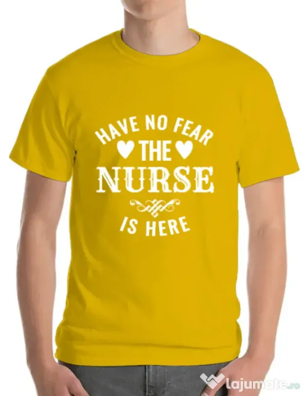 Tricou ADLER barbat The nurse is here Galben