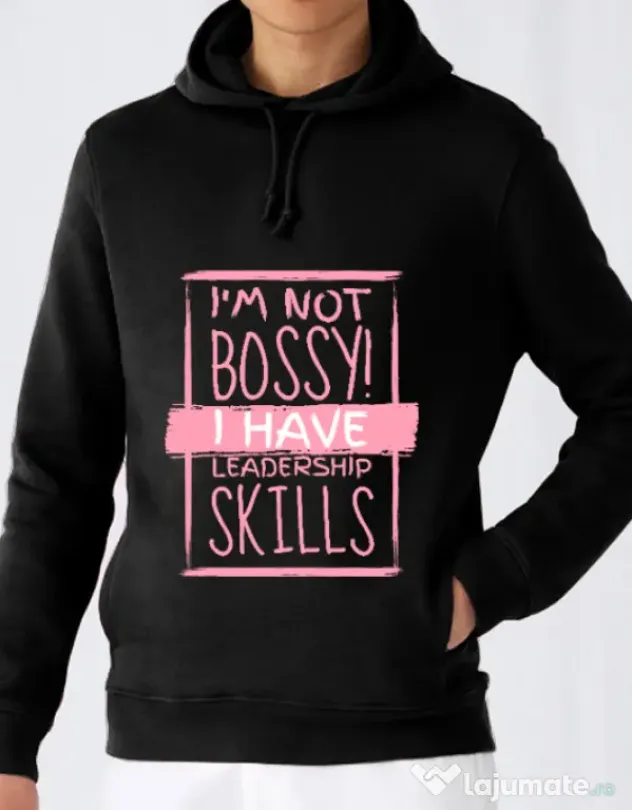 Hoodie barbat cu gluga I’m not bossy Negru