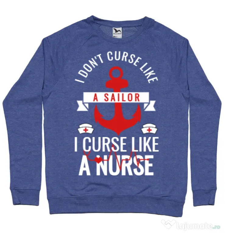 Bluza ADLER barbat Curse like a nurse Albastru melanj