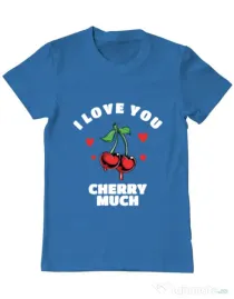 Tricou ADLER barbat Love you cherry much Albastru azuriu
