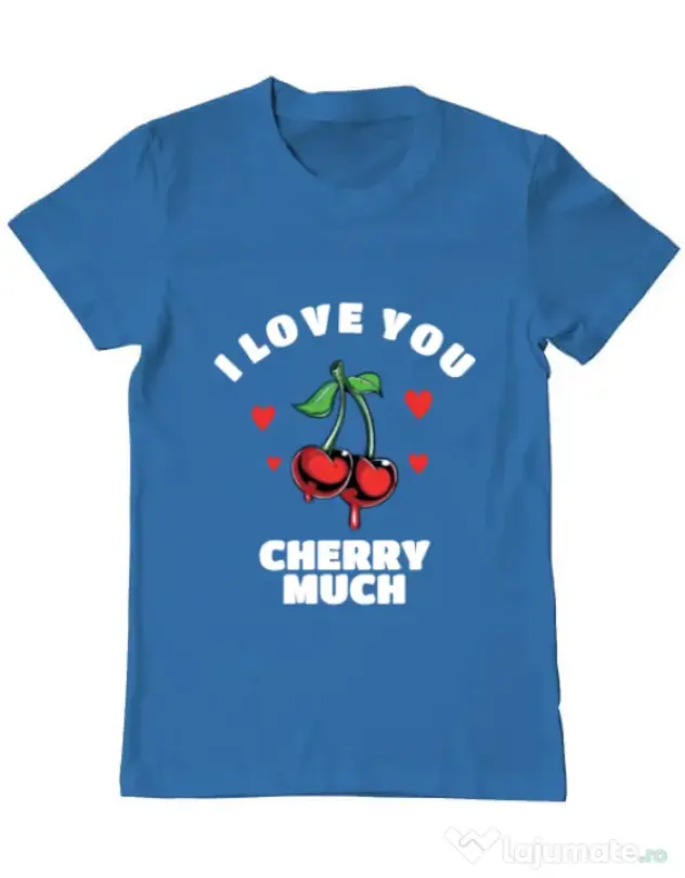 Tricou ADLER barbat Love you cherry much Albastru azuriu