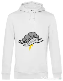 Hoodie barbat cu gluga Dark and gloomy Alb
