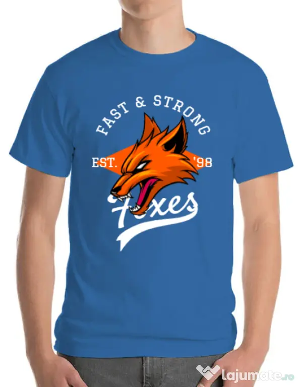 Tricou ADLER barbat Fast and strong Albastru azuriu