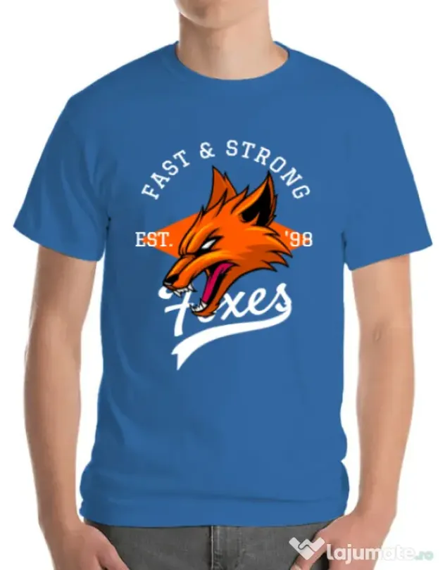 Tricou ADLER barbat Fast and strong Albastru azuriu