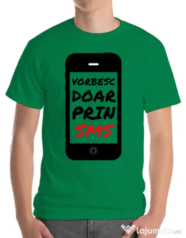 Tricou ADLER barbat Vorbesc doar prin sms Verde mediu