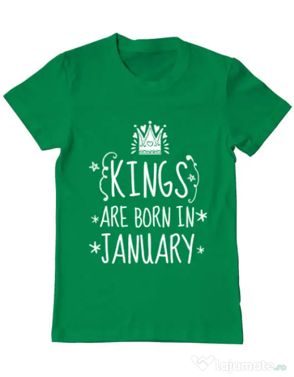 Tricou ADLER barbat Kings are born in january Verde mediu