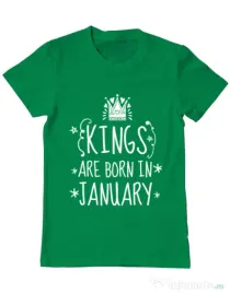 Tricou ADLER barbat Kings are born in january Verde mediu