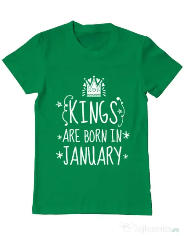 Tricou ADLER barbat Kings are born in january Verde mediu