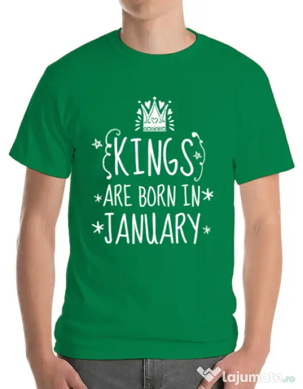 Tricou ADLER barbat Kings are born in january Verde mediu