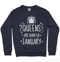 Bluza ADLER barbat Queens are born in january Denim inchis