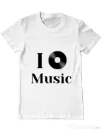Tricou ADLER barbat I love music Alb