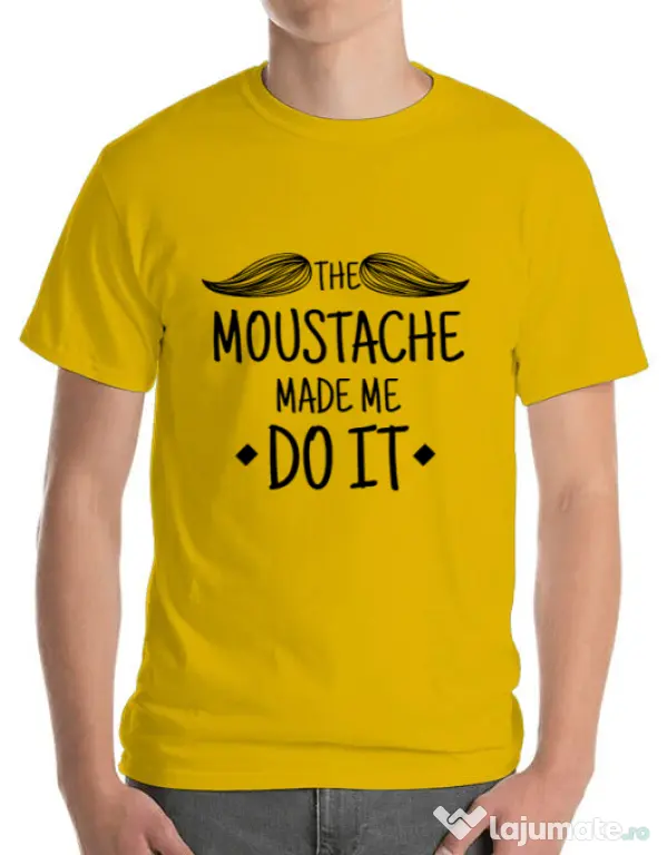 Tricou ADLER barbat The moustache Galben