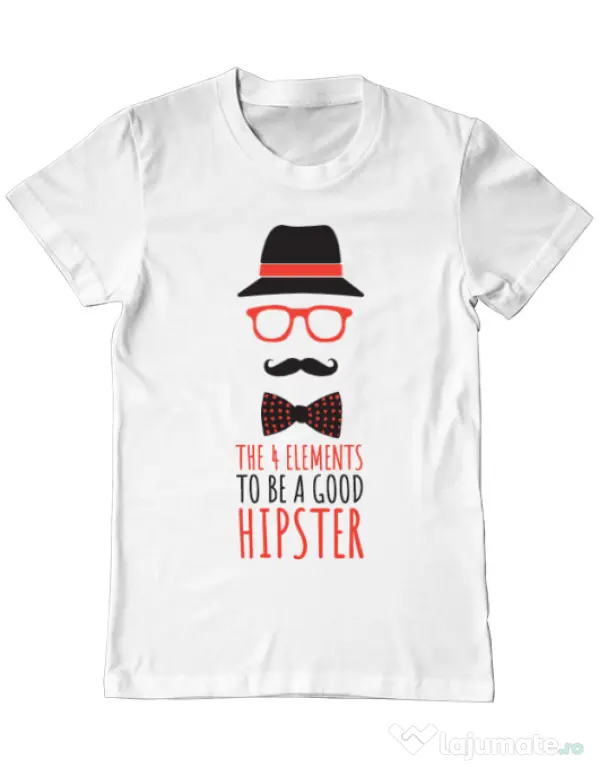 Tricou ADLER barbat Good hipster Alb