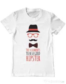 Tricou ADLER barbat Good hipster Alb