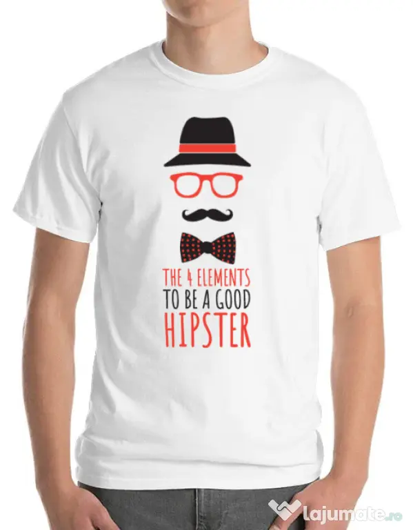 Tricou ADLER barbat Good hipster Alb