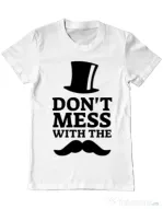 Tricou ADLER barbat Do not mess with the moustache Alb