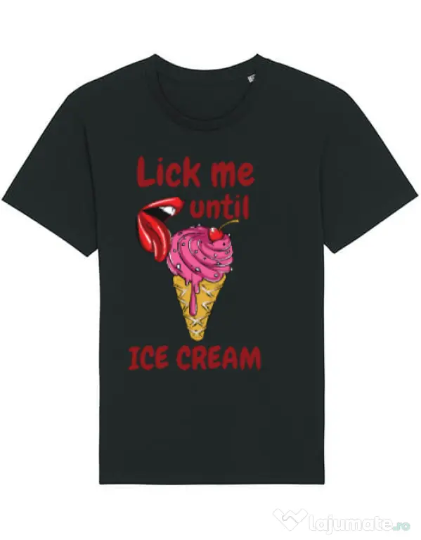 Tricou STANLEY STELLA barbat Lick me until ice cream Negru