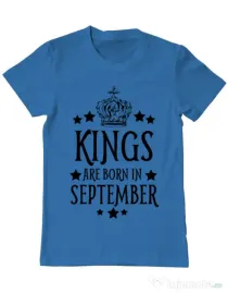 Tricou ADLER barbat Kings are born in september Albastru azuriu