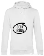 Hoodie barbat cu gluga Geek inside Alb
