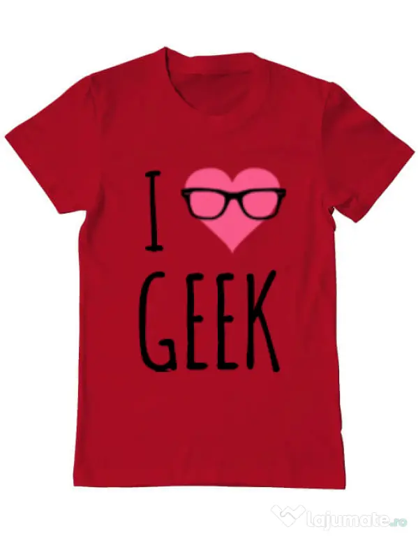 Tricou ADLER barbat I love geek Rosu