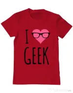 Tricou ADLER barbat I love geek Rosu