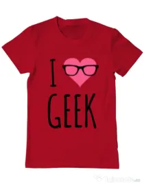 Tricou ADLER barbat I love geek Rosu