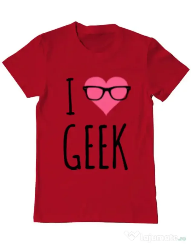 Tricou ADLER barbat I love geek Rosu